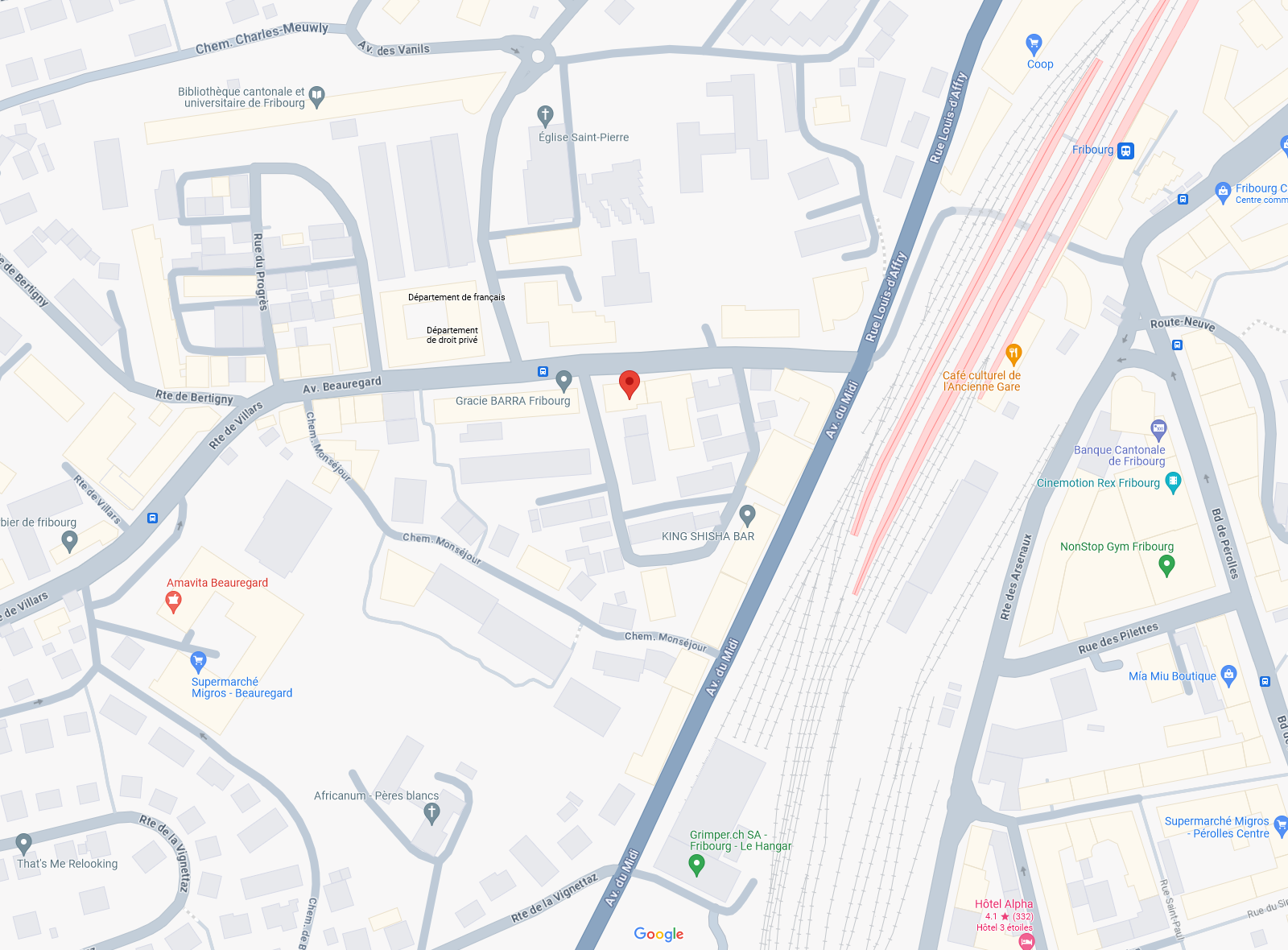 Plan d'accès à l'étude de Fribourg